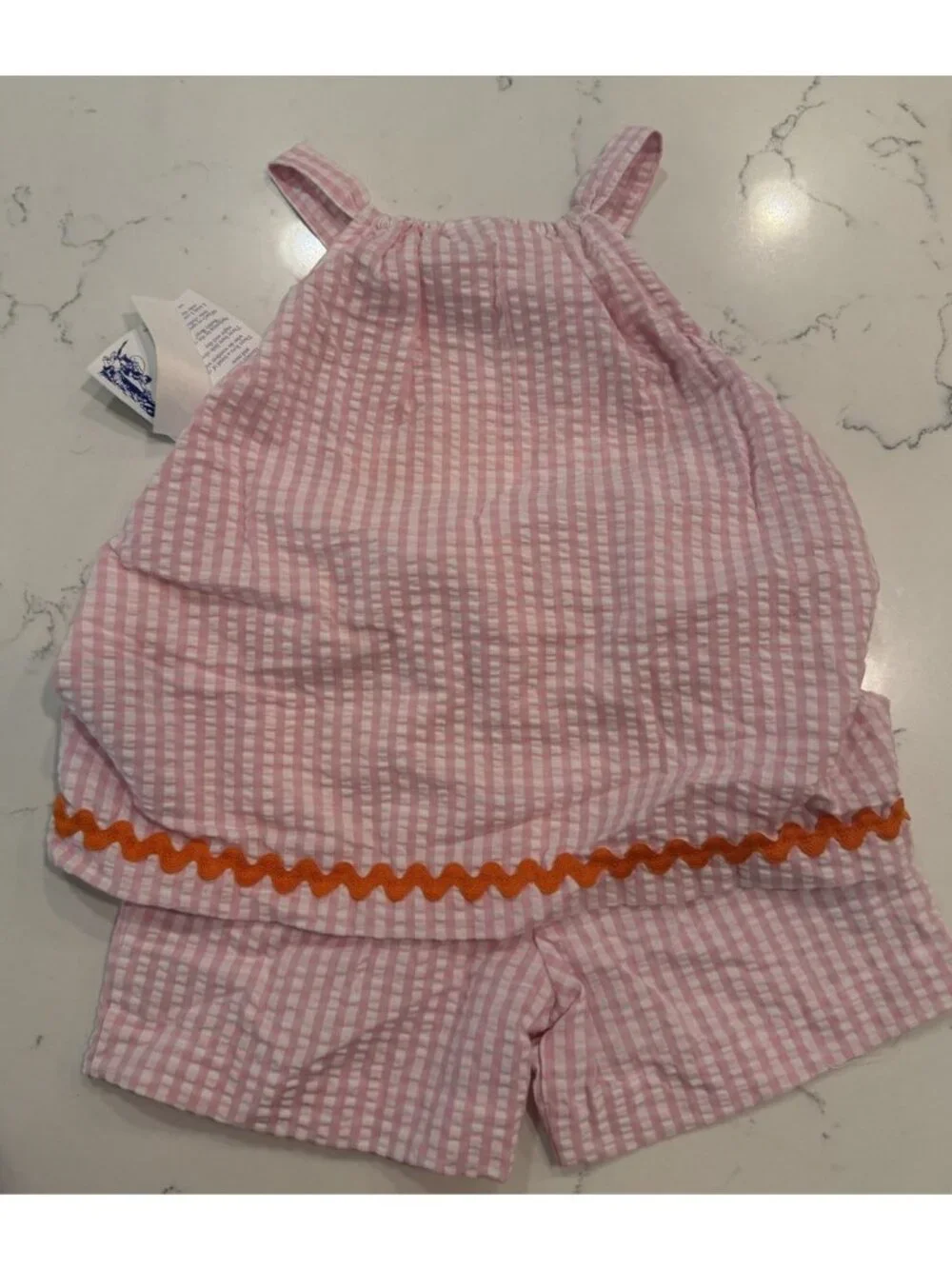The Bailey Boys Pink Gingham Crab Applique Pillowcase Tank Top Shorts Set Size 5